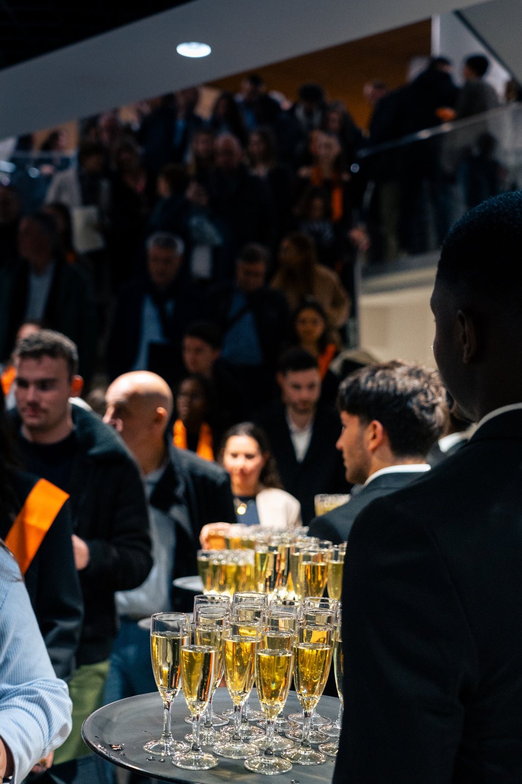 Plateaux de coupes au moment du cocktail